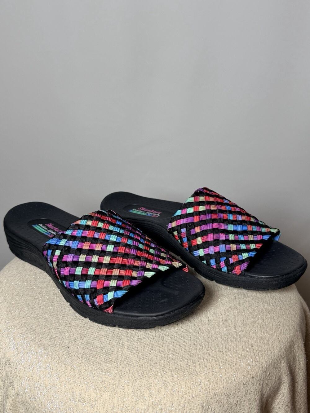 Skechers Outdoor Lifestyle Women's Woven Strap Slide Sandals Black US 9